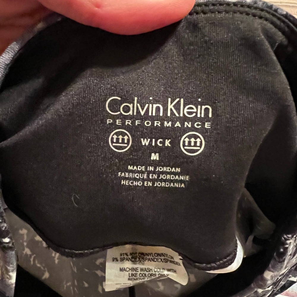 Calvin Klein Performance Leggings Womens M Black White Wick Athletic Pants